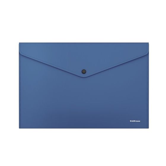 Папка-конверт на кнопке А4, 140 мкм, ErichKrause Fizzy Classic, непрозрачная, синяя