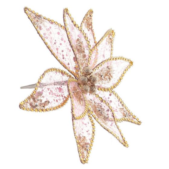 Цветок искусственный &quot;Пуансеттия&quot; (на клипсе), L24 W24 H12 см