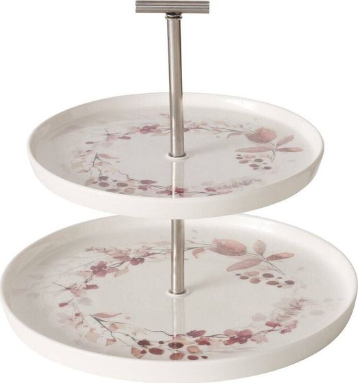 Boltze Tiered tray Bernada, H 22 cm, Stainless steel, New Bone, Floral, Multi-coloured mixed materials colour-mix