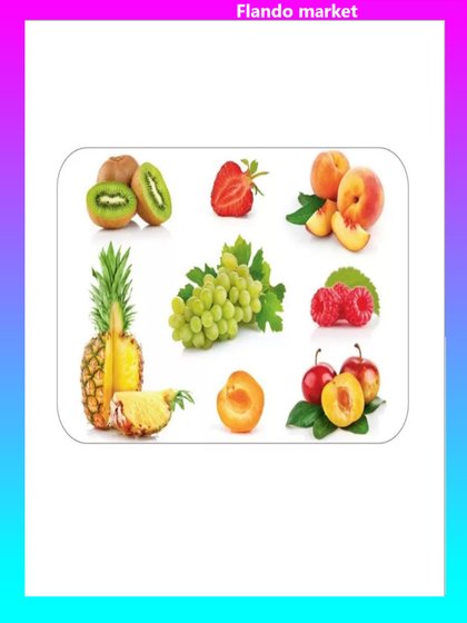 !Сервировочные салфетки фрукты, 4 штуки.  26x41 см., пвх