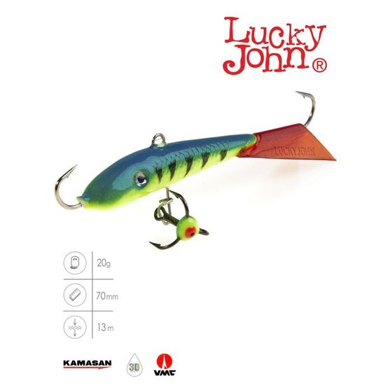 Балансир Lucky John FIN 5 + тройник, 7 см, цвет 36RT блистер