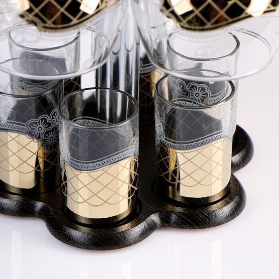 !09 Набор стопок 4 штуки "Золотая сетка цветы" 50 мл.