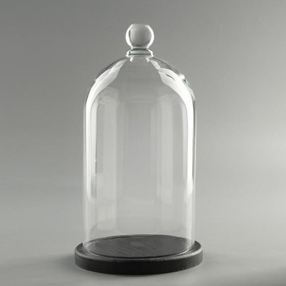 Стеклянный купол-клош с шариком на  подставке &quot;Родрик&quot;, 29х15 см, стекло, черный