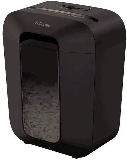 Шредер Fellowes PowerShred LX45 черный (секр.P-4) перекрестный 8лист. 17лтр. скрепки скобы пл.карты