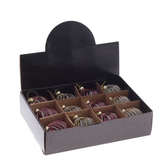 Набор из 12шт Украшение новогоднее "Шар", D 8 см, L35 W25 H8,5 см