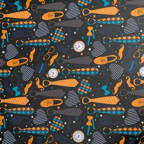 !09 Бумага упаковочная (набор 4 листа) глянцевая "Галстуки", 50 х 70 см.