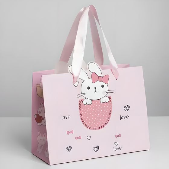 !09 Набор 2 штуки - Пакет «Зайчик в кармашке» 30 х 12 х 25 см.