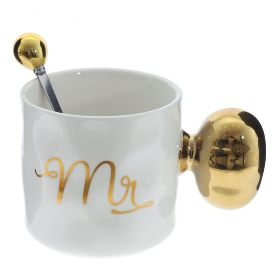 Кружка с ложкой, L9 W9 H8,5 см, дизайн микс.