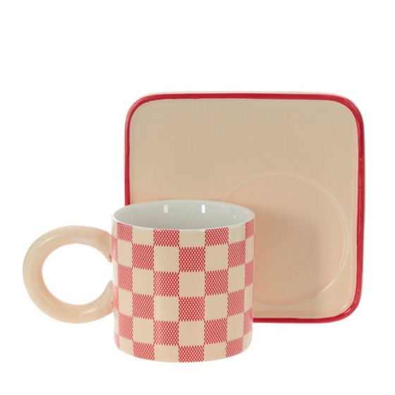 Кружка с блюдцем, 260 мл, L14 W14 H8,5 см, цвет микс