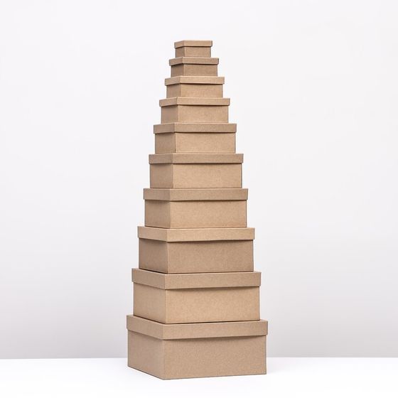 Набор коробок квадратных 10 в 1 крафт,24.5 × 24.5 ×11.5 - 6.5 × 6.5 × 4 см,