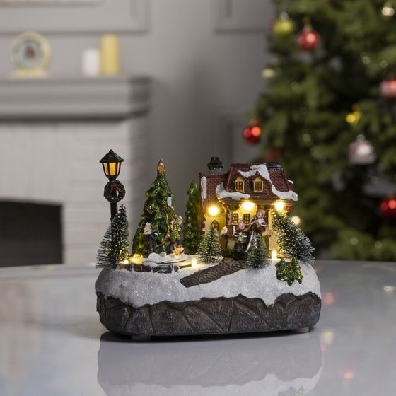 Фигура светодиодная &quot;Новогодний город&quot; 19х13х17см, 7 LED, ААx3(не в компл), USB, Т/БЕЛЫЙ 4357