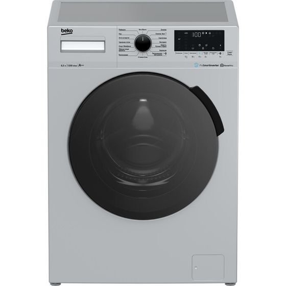 Стиральная машина Beko WSPE 6H616S, класс А, 1200 об/мин, 6.5 кг, серо/черная