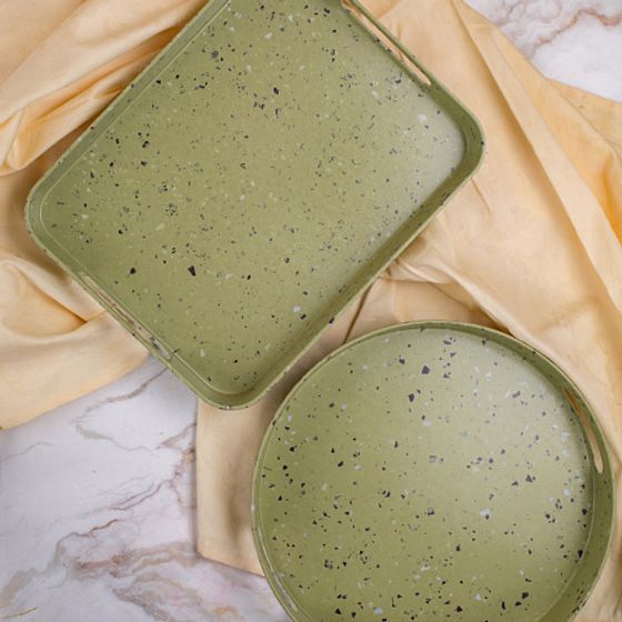 Поднос прямоугольный STONE зеленый 33х26см