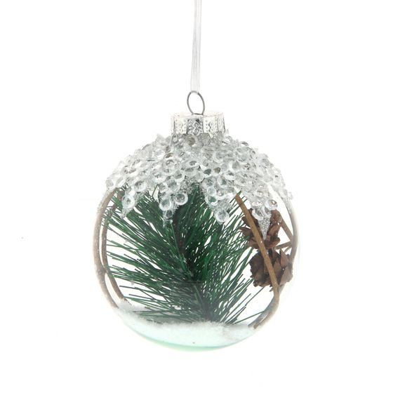 Украшение новогоднее Шар "Еловая лапа", D 8 см, L8 W8 H10 см