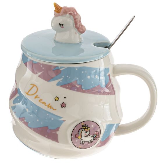 Кружка с крышкой и ложкой, 480 мл, L7,5 W7,5 H9 см