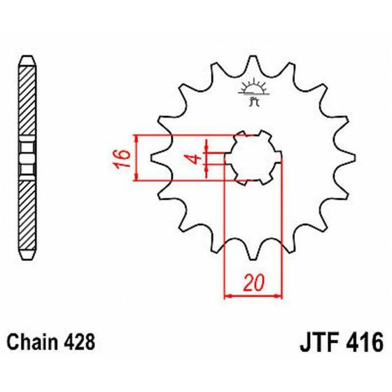 Звезда ведущая JTF416-14, F416-14, JT sprockets, цепь 428, 14 зубьев