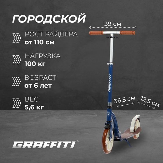 Самокат городской GRAFFITI Cruiser 230, складной, колёса PU 230/200 мм, ABEC 9 Carbon, цвет синий