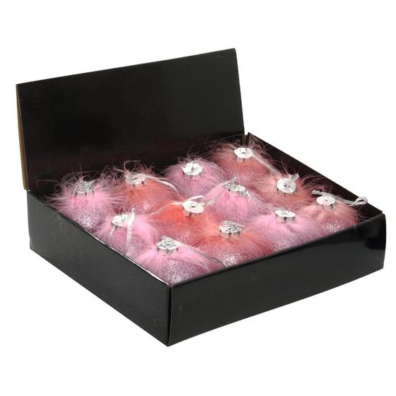 Набор из 12шт, Украшение новогоднее Шар &quot;Перышко страуса&quot;, D8 см, L35 W27 H9см