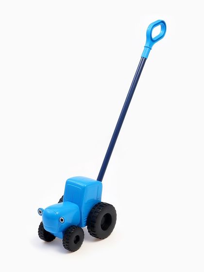 Каталка &quot;Синий тарктор&quot; с ручкой, пластиковая BLUTRA-20PL-STICK-WOD