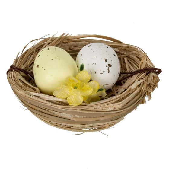 Набор из 6-ти изделий декоративных "Гнездо пасхальное" (6*4,5*2), L18 W12 H3 см