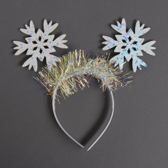 !09 НАБОР 3 ШТУКИ - Карнавальный ободок «Снежинка 2» с голубыми диодами микс + Карнавальный ободок 2 штуки «Снежинки»