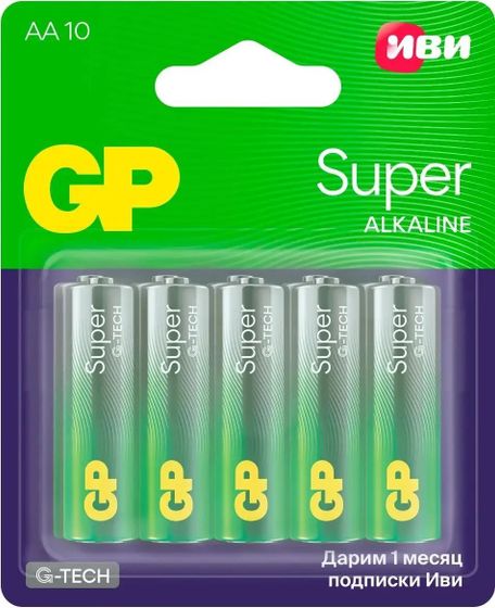 Батарея GP Super Alkaline 15A/IVI-2CR10 AA (10шт) блистер