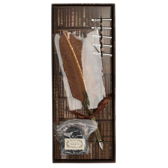 Набор подарочный: ручка перьевая, 5 наконечников, чернильница, Д28 Ш11,5 В3,5 см