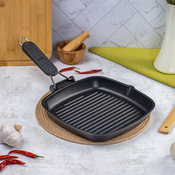 Гриль Saporelax 26x26см со складной силиконовой ручкой GREY