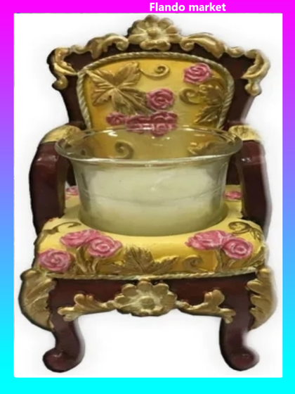 !09 Подсвечник декоративный со свечой "Трон" желтый