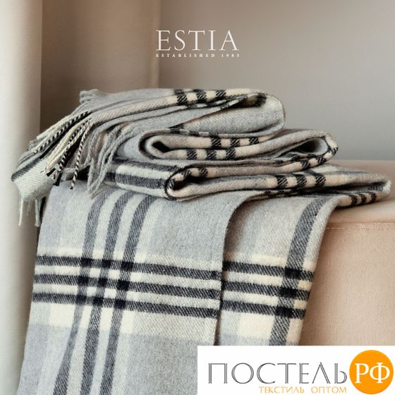 Estia  СТАТТЕ Плед черн-сер 150х200/10х2 см, 1 пр, 100% шерсть , 350 гр/м2