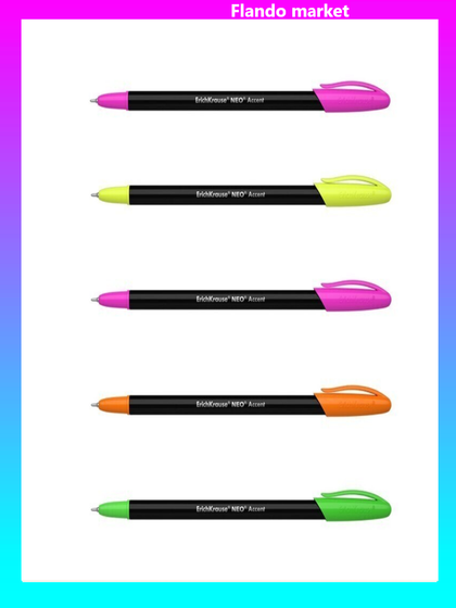 !09 Ручка шариковая (набор 7 штук) ErichKrause Neo Accent, игольчатый узел 0.7 мм, чернила синие, длина письма 1000 метров микс