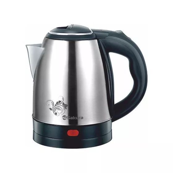 Чайник электрический Sakura SA-2124S 1.2л 1800Вт серебряный/черный глянцевая поверхность
