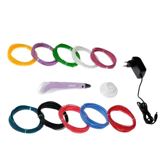 !09 Комплект 3Д ручка NIT-PEN2 фиолетовая + пластик ABS 10 цветов по 10 метров