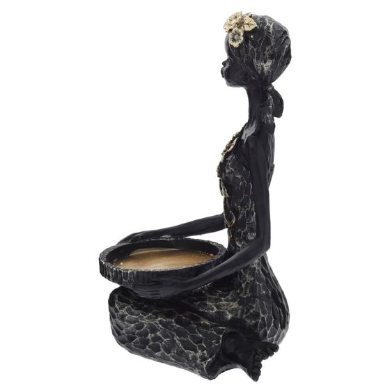 Фигурка декоративная "Африканка" с подставкой д/мелочей, L13 W13,5 H34 см