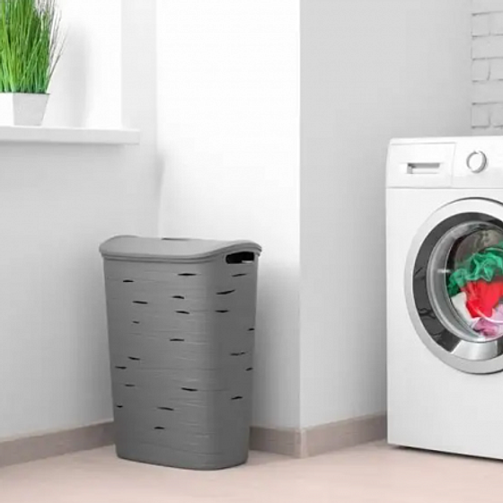 Корзина бельевая RIBBON 49л серый