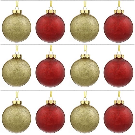 Набор из 12шт, Украшение новогоднее Шар &quot;Счастливый день&quot;, D8 см, L35 W27 H8 см