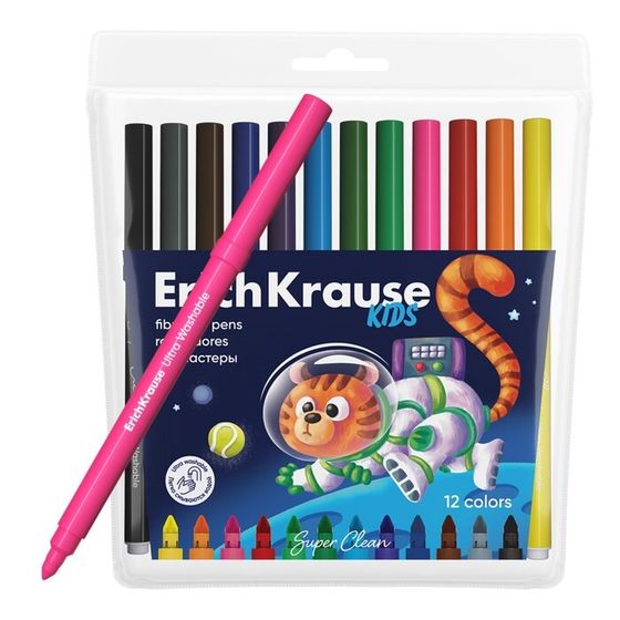 Фломастеры 12 цветов, ErichKrause, &quot;Kids Space Animals&quot; микс