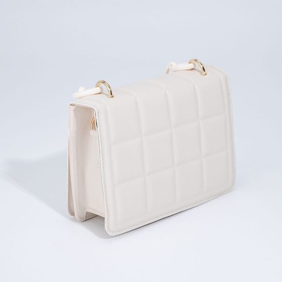 !09 Сумка женская мессенджер из искусственной кожи с цепью, 14×20 см, молочная