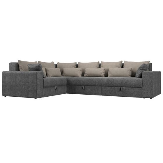 Угловой диван «Майами Long», левый угол, еврокнижка, рогожка, цвет серый / бежевый