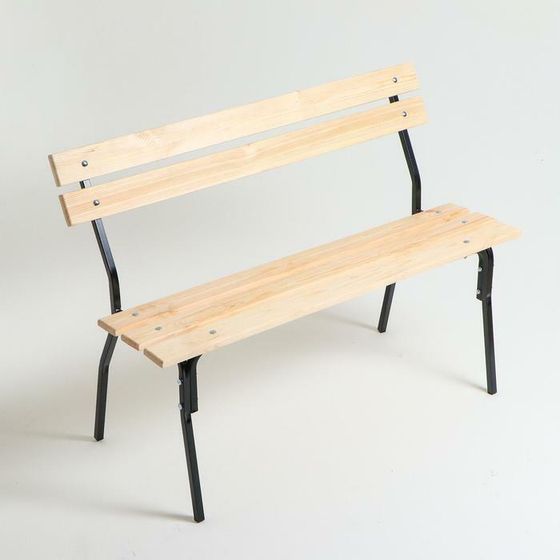 Садовая скамейка &quot;Хит&quot; деревянная со спинкой, металлические ножки, 1.2х0.33х0.45 м, уличная