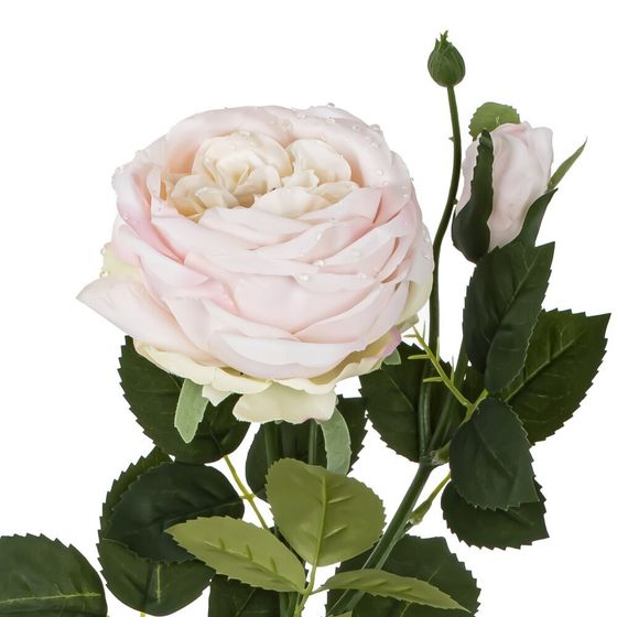 Цветок искусственный с каплями росы "Роза", L13 W14 H64 см