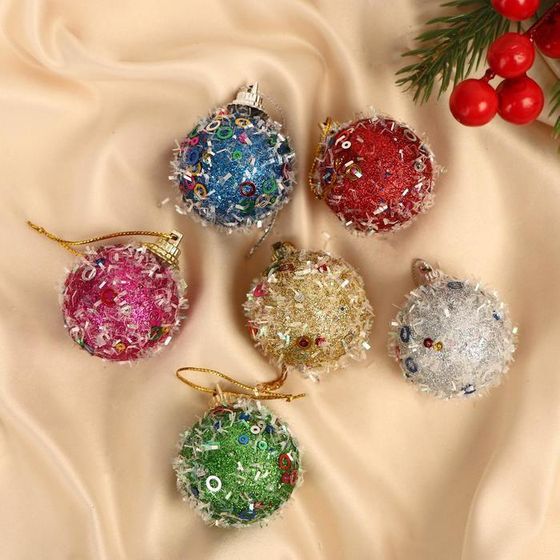 !09 Набор елочных игрушек 12 штук&quot;Пайетка&quot;, шары новогодние, d=4 см. цвет микс