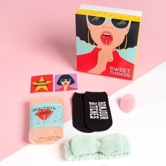 !09 Набор подарочный &quot;Sweet things&quot; полотенце и аксессуары