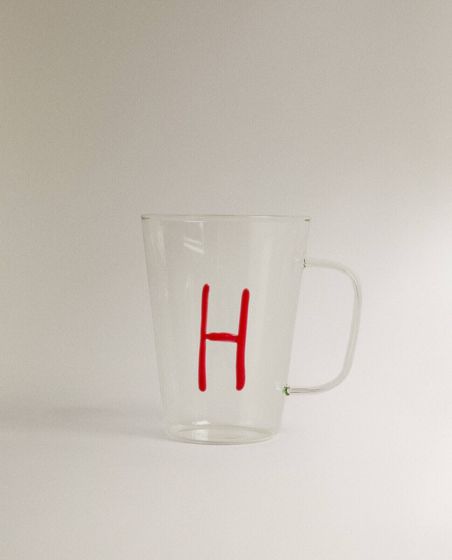 Borosilicate mug with initial h