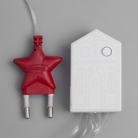 !09 Гирлянда «Занавес» 2.5 x 0.65 м с насадками «Капли», IP20, прозрачная нить, 50 LED, свечение белое, 8 режимов, 220 В