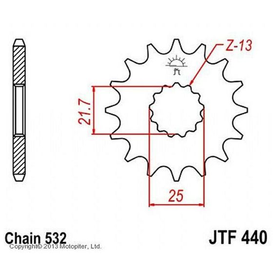 Звезда ведущая JT sprockets 440.15, цепь 532, 15 зубьев