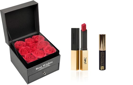 SAINT LAURENT Lipstick Mascara Rose Box Makeup Sets Natural Long-Lasting Complexion 2-Piece Set