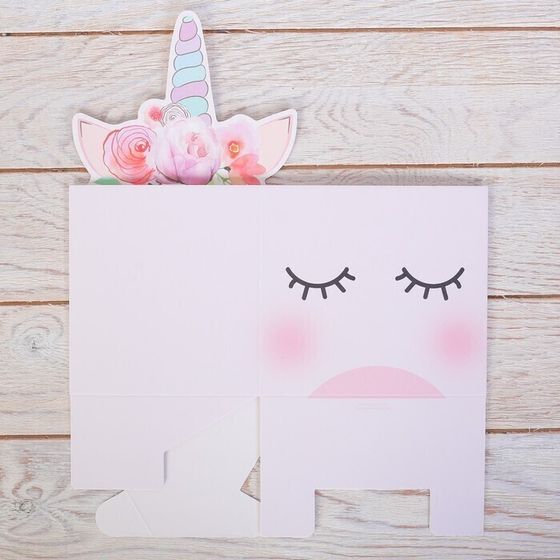 !09 Коробка для цветов с топперами (набор 5 штук) «Новогодний единорог», 10 х 10 х 12 см.