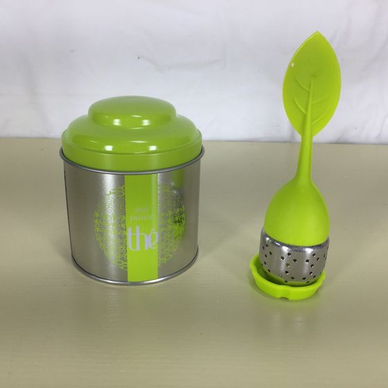 !Набор для чая 4 предмета (банка для чая/2 шт/+сито для заварки/2 шт/) цвет микс