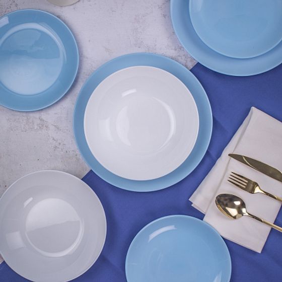 Столовый набор ЛАЙТ БЛЮ&amp;УАЙТ 18 предметов